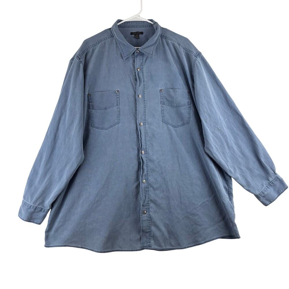 Martin Gordon 55 Silk 45 Cotton Long Sleeve Button Up Shirt Men’s 3XB Slate READ